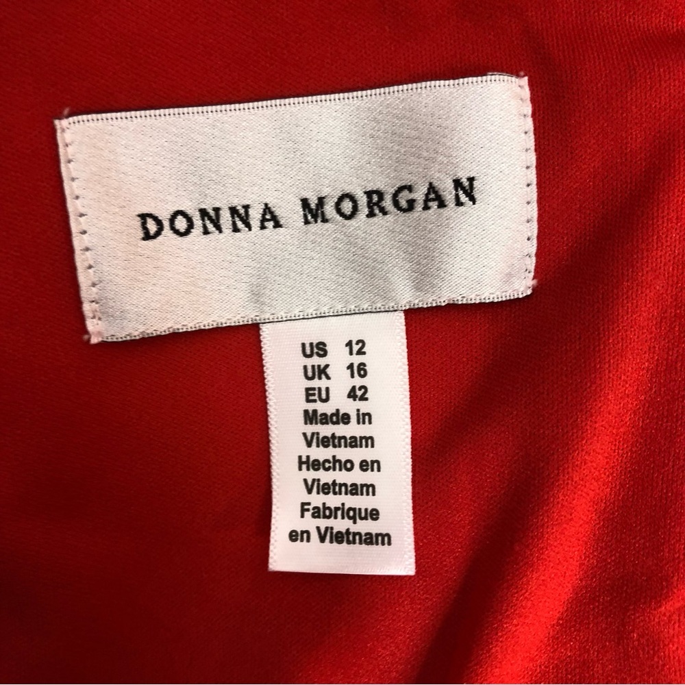 DONNA MORGAN.   Orange Sleeveless Partial Front Zip Bodycon Midi Dress Size 12 - Picture 4 of 7